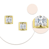 Princess Cut Zircon Silver Studs Earrings for Women